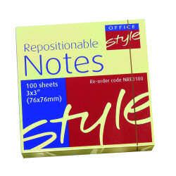 O/STYLE REPOSITIONAL NOTES 76X76MM YLW O/STYLE REPOSITIONAL NOTES 76X76MM YLW